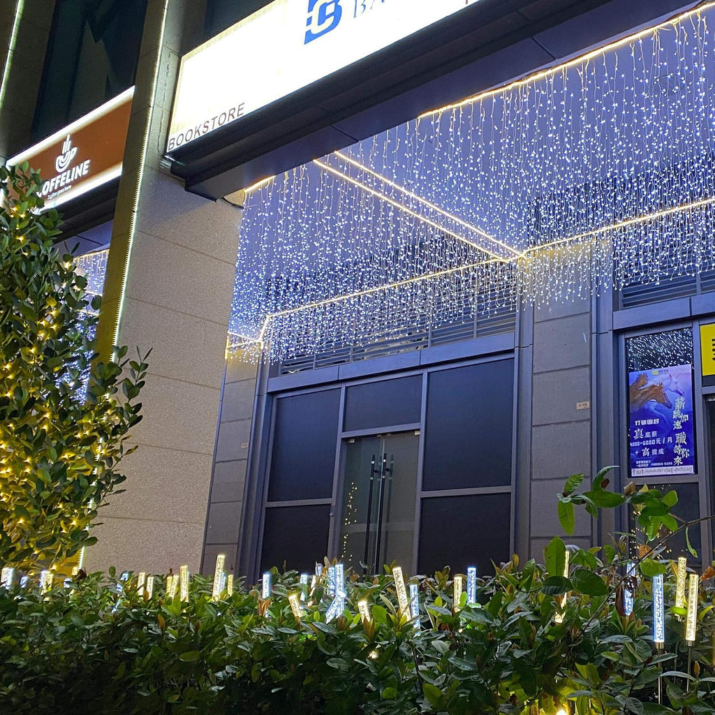 Icicle Dripping Lights, 13FT 144 LEDs 8 Modes Christmas Connectable Twinkle Window Curtain Fairy Waterfall Diwali