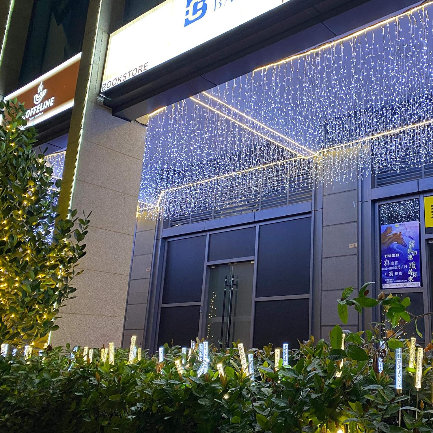 Icicle Dripping Lights, 13FT 144 LEDs 8 Modes Christmas Connectable Twinkle Window Curtain Fairy Waterfall Diwali