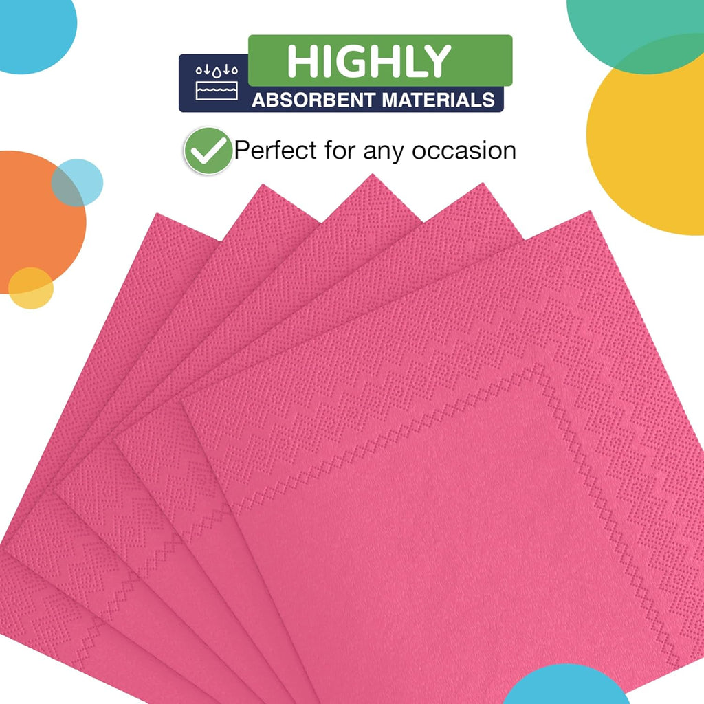 Hot Pink Dinner Napkins Disposable Paper Napkins 100 Pcs