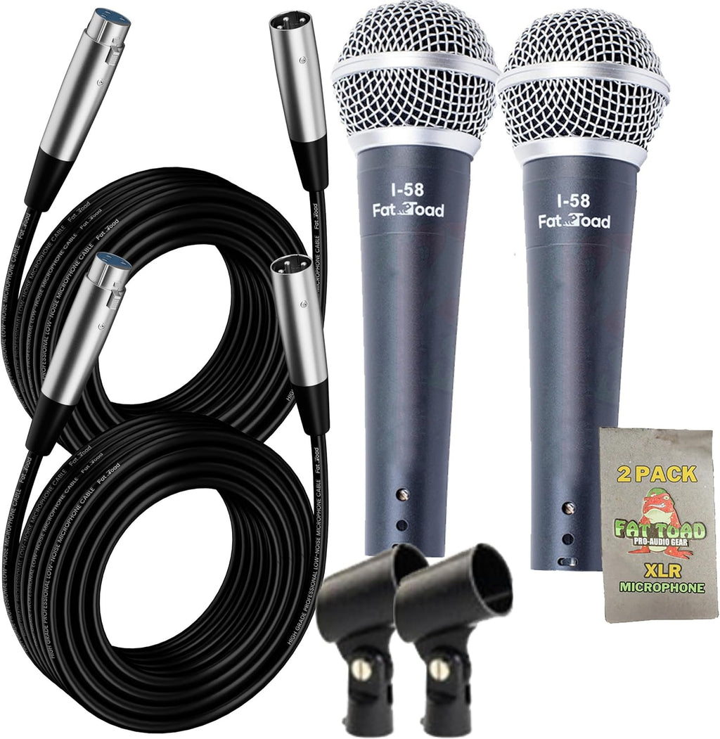 Handheld Dynamic Mics (Live ResponsePRO Edition) 2-Pack – Cardioid Vocal Microphones with Clips for DJ Karaoke