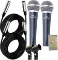 Handheld Dynamic Mics (Live ResponsePRO Edition) 2-Pack – Cardioid Vocal Microphones with Clips for DJ Karaoke