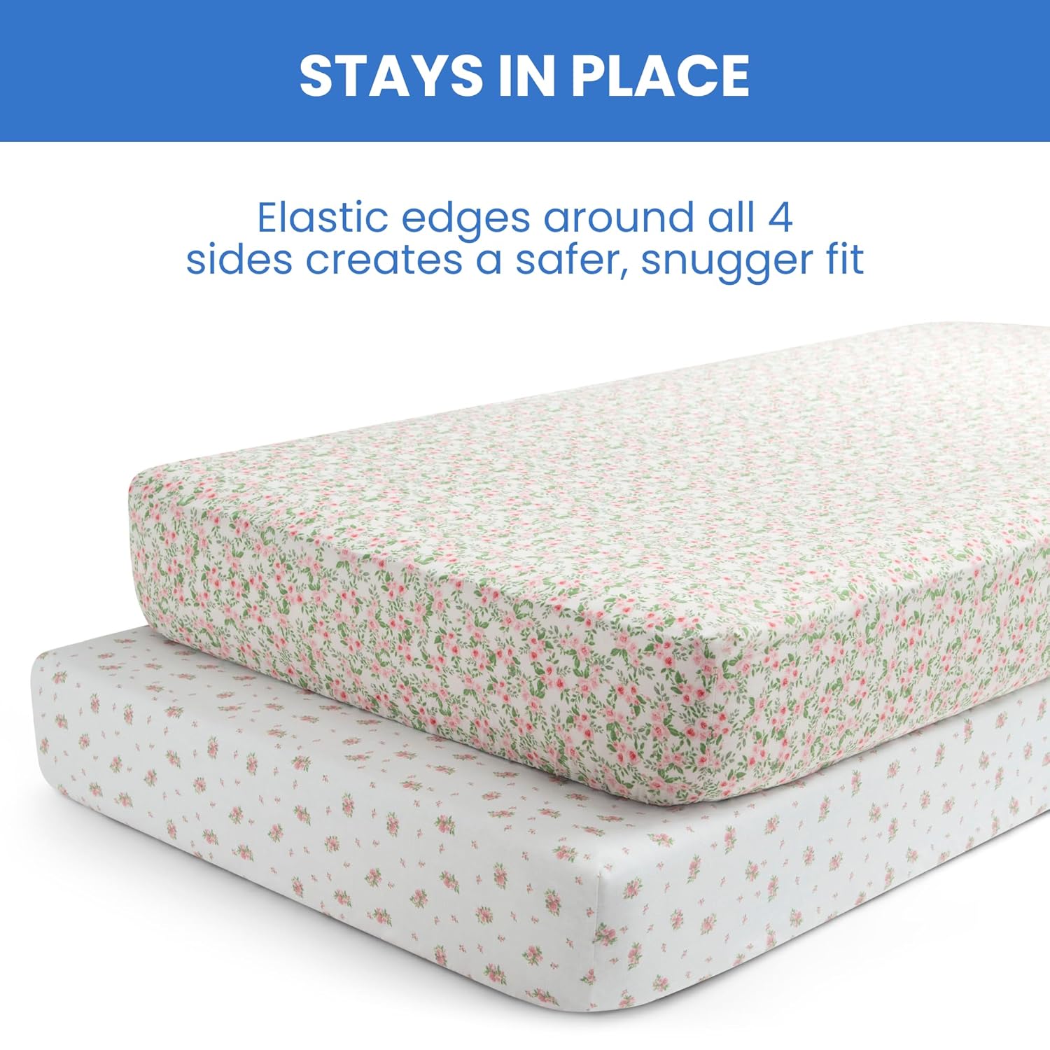 Fitted Crib Sheets for Girls and Boys - Crib Sheet for Standard Crib and Toddler Mattresses - 28x52 Inch (Pack of 2)