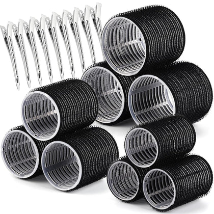 18pcs Hair Rollers Set, 9 Hair Rollers for Women and 9 Hair Clips 3 Sizes Self Grip Hair Rollers (40mm, 50mm, 60mm)