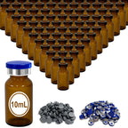 10mL Glass Vials, 100 Pack Amber Headspace Vials with Cap