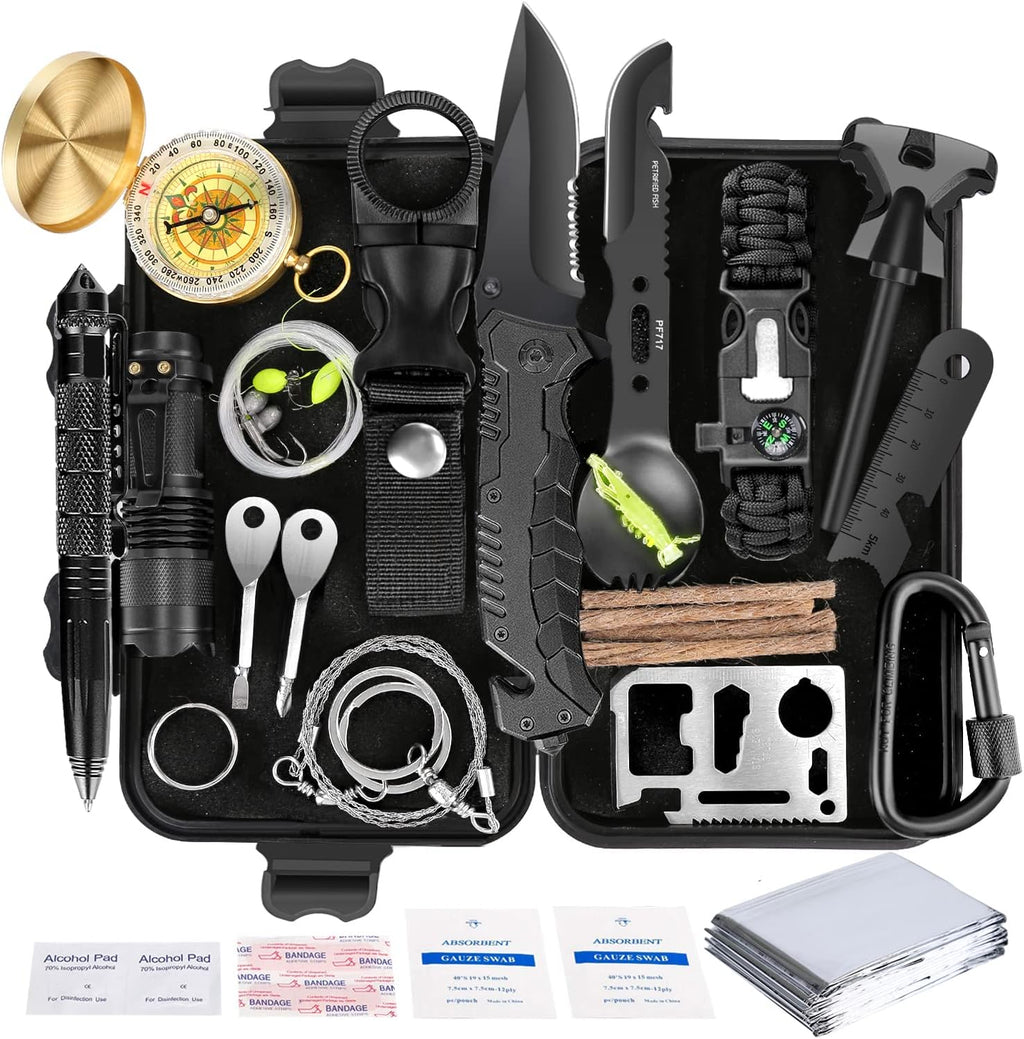 Survival Kit 35 in 1, First Aid Kit, Survival Gear, Survival Tool Gifts for Men Boyfriend Him Husband Fathers Day