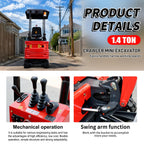 DS319CB,1.4 Ton Mini Excavator w/Kubota-Diesel Engine, w/Side Swing Boom