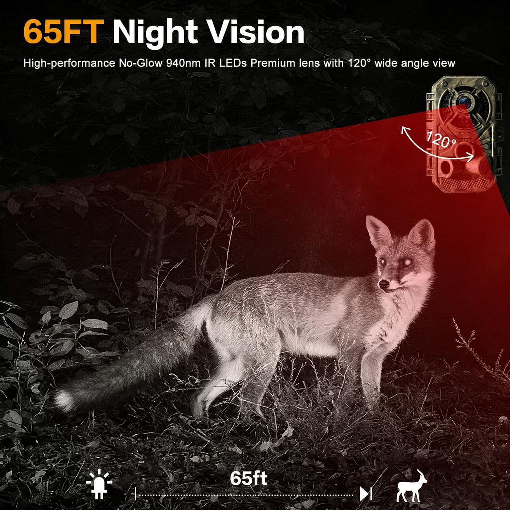 Trail Camera 32MP 2.7K, Mini Game Camera with Night Vision, Motion Activated 0.2s Trigger, 120° Wide Angle