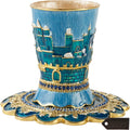 Hand-Painted Enamel 3.3'' Tall Kiddush Cup Set with Tray