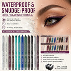 12 Color Gel Eyeliner Pencils Waterproof Long Wear With Sharpener