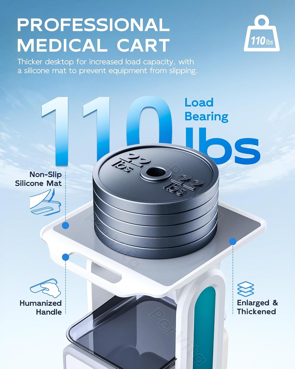 Professional Medical Trolley Cart with Wheels Mobile Ultrasound Cart Beauty Storage Utility Cart Rolling Cart with