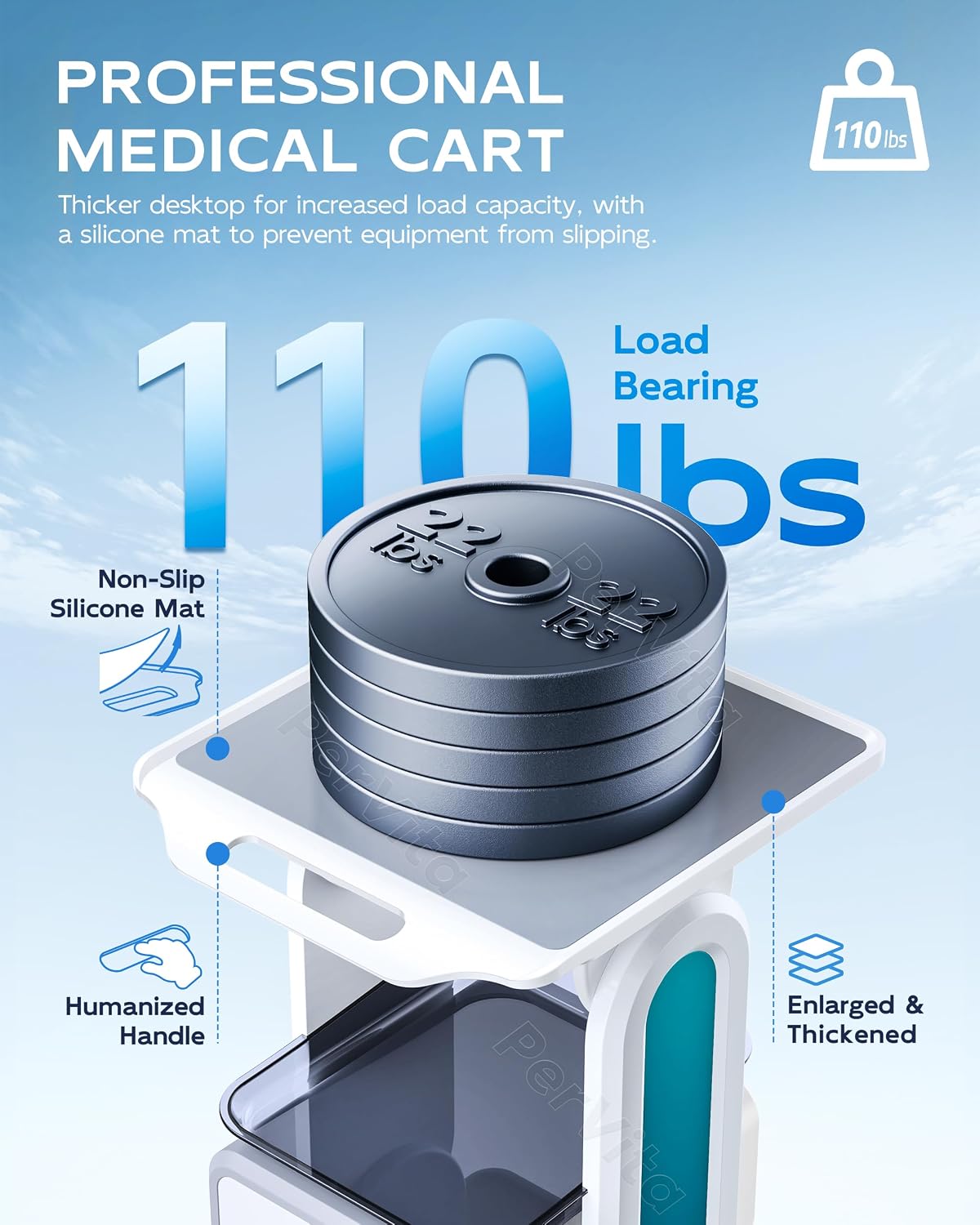 Professional Medical Trolley Cart with Wheels Mobile Ultrasound Cart Beauty Storage Utility Cart Rolling Cart with