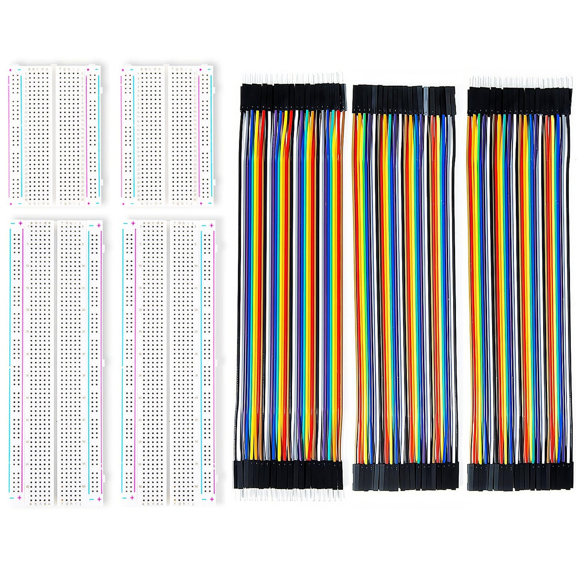 Breadboard Jumper Wires Kit, 2Pcs 830 Tie Points & 2Pcs 400 Tie Points & 120 Pcs Multicolor Jumper Wires for Electronics Projects