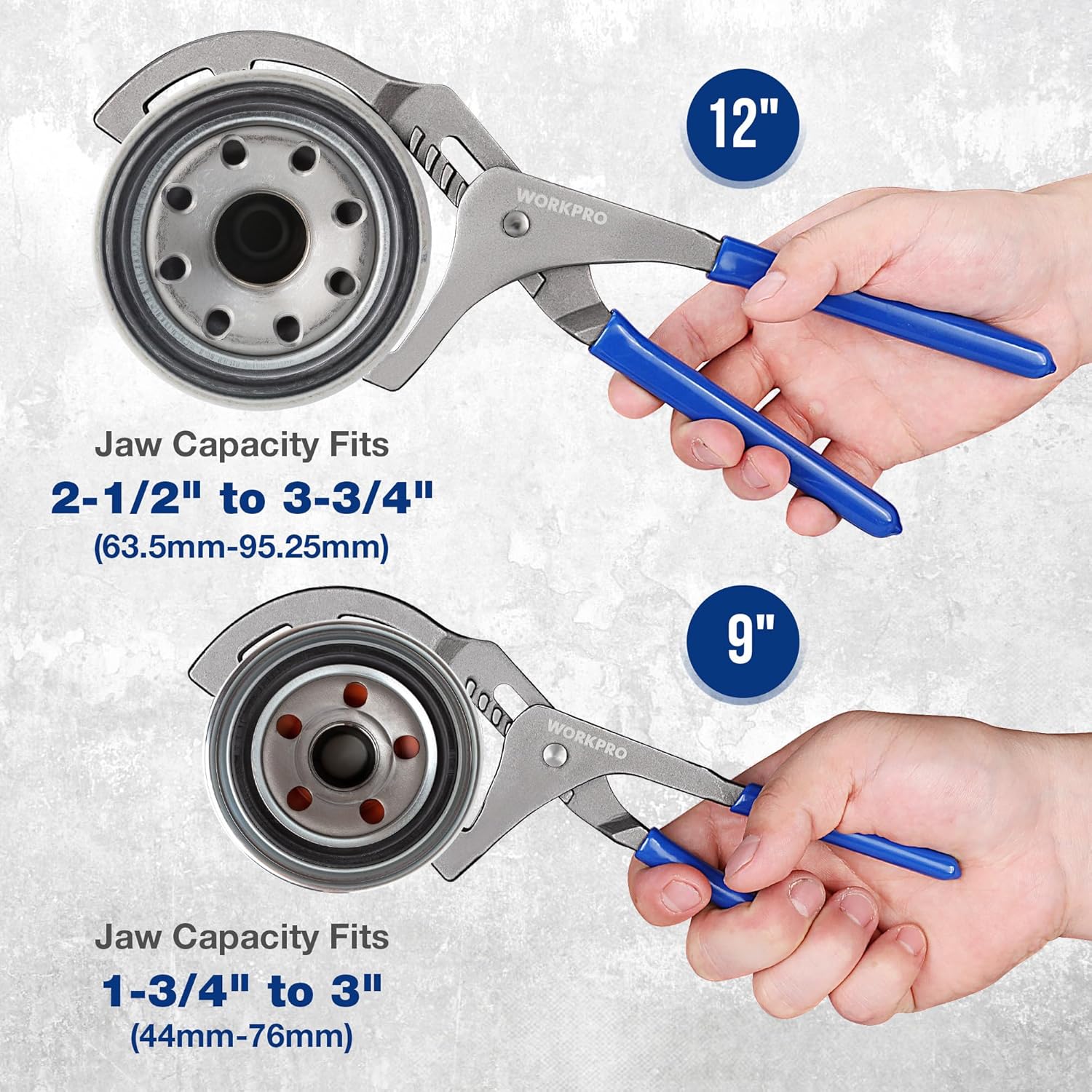 Oil Filter Wrench Set, 9" & 12" Adjustable Oil Filter Removal Pliers Tools, Ideal for Engine Filters, Cars, and