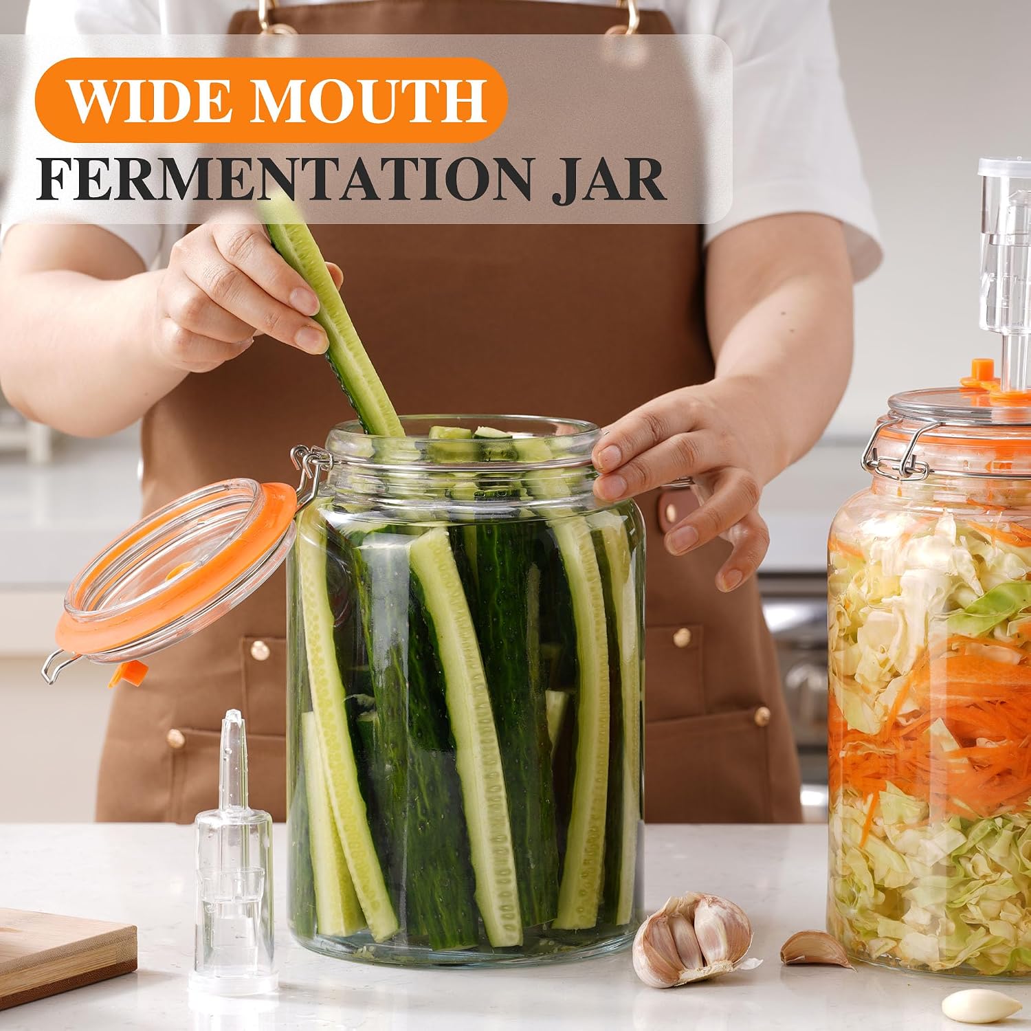1 Gal Fermentation Kit, Jars, Weights & Airlocks, 2 Pack | Perfect for Sauerkraut, Kimchi, Kombucha and Pickles