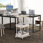 2-Tier Rolling Utility Cart Wood Top/Lockable Wheel, Maple