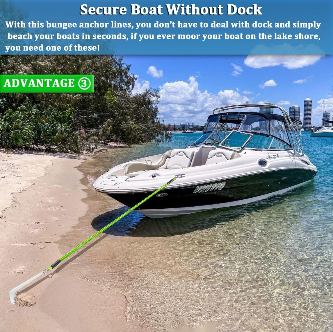 Boat Bungee Dock Lines, Boat Bungee Anchor Lines, Boat Bungee Anchor Rope, PWC Anchor Line, PWC Accessories, Jet Ski