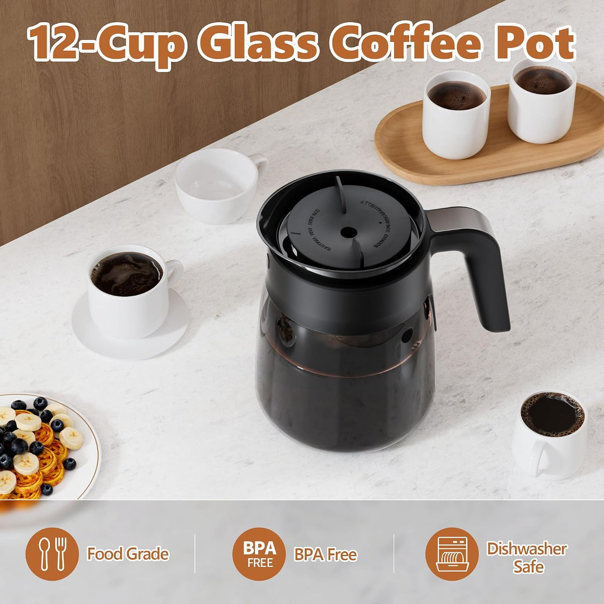 12 Cup Coffee Pot Replacement Compatible with Ninja Coffee Maker CFP101 CFP201 CFP301 CFN601 CFP307 CFN602 CM400