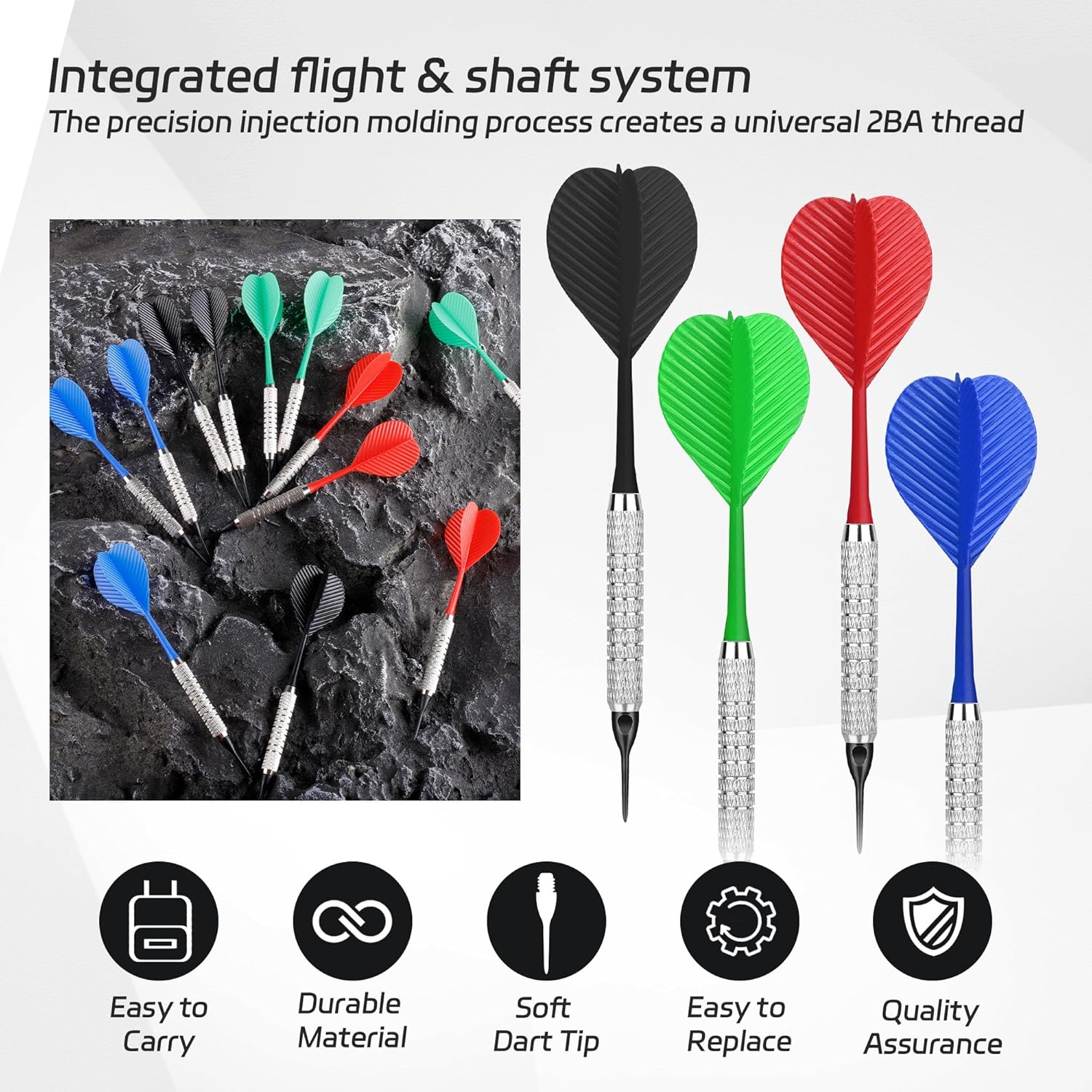 Plastic Tip Darts,12pcs Soft Darts Set with 100 Plastic Tips for Electronic Dartboard