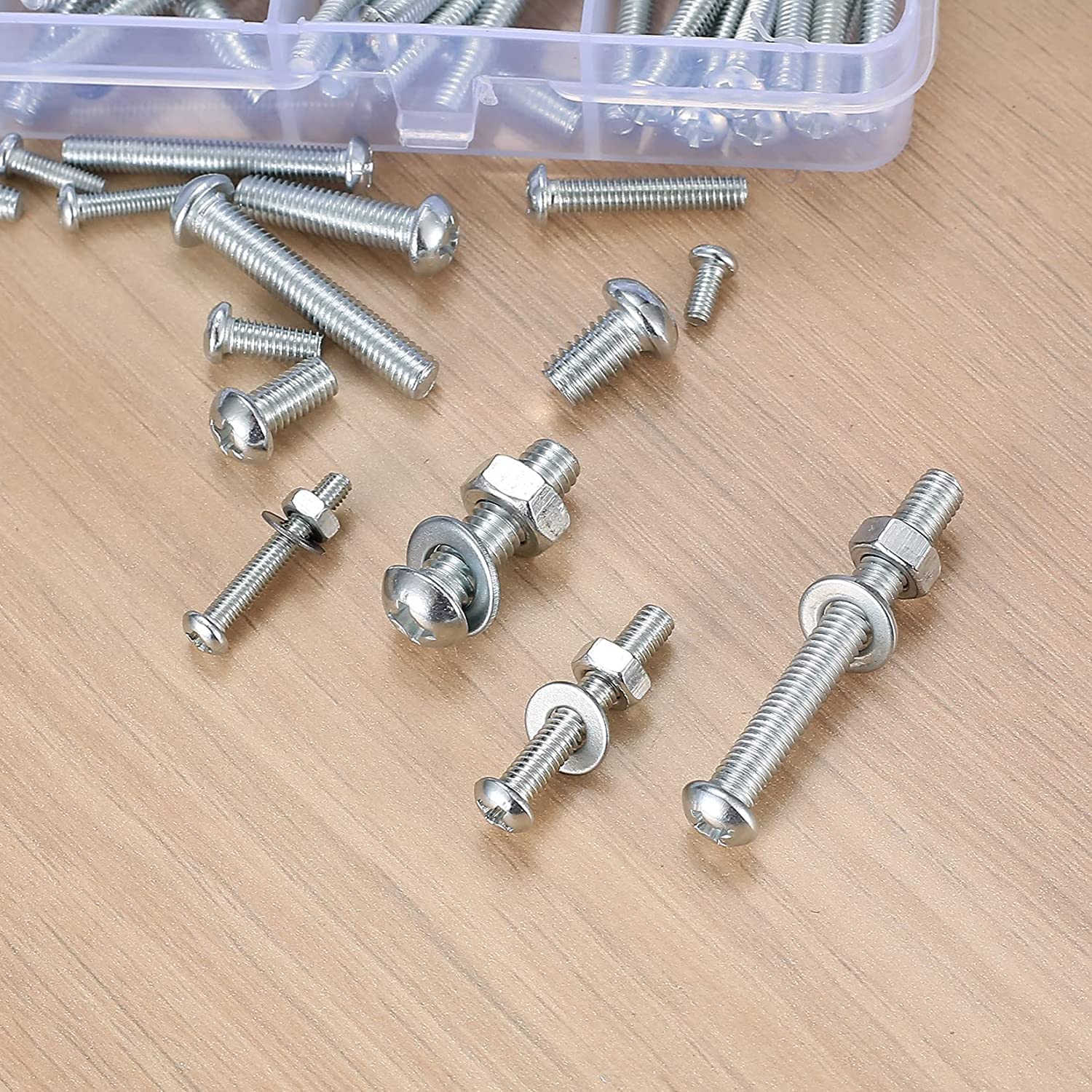1080 Pcs Screws Bolts and Nuts Assortment Kit, Metric Machine Screws and Nuts and Flat Washers, M3/M4/M5/M6 Cross