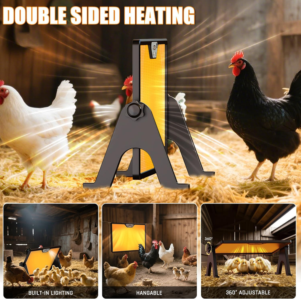 Brooder Plate for Chicks with Temp Control and Display,Dual-Sided Chicken Coop Heater with Remote,Timer Function &