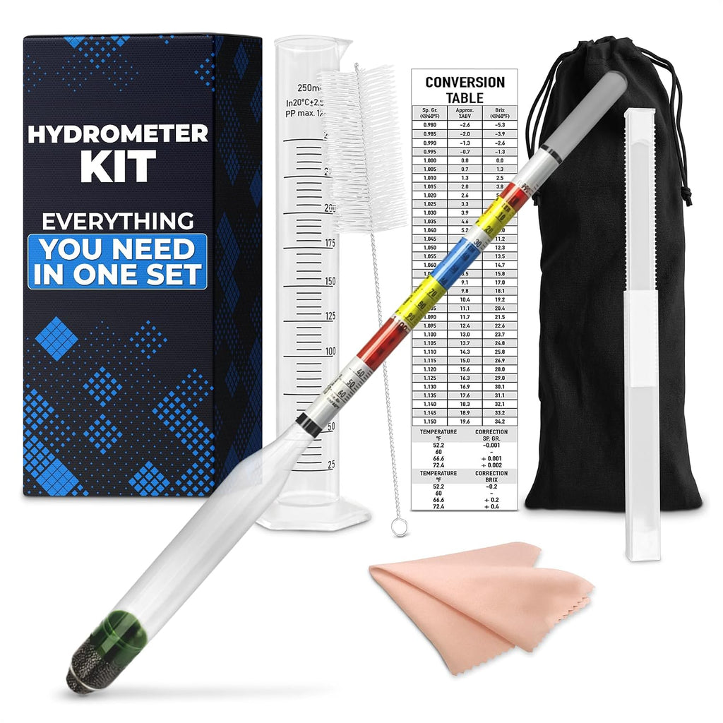 Triple Scale Hydrometer Alcohol Kit for Fermentation Tracking in Beer & Mead, Hydrometer For Wine Making, Cider