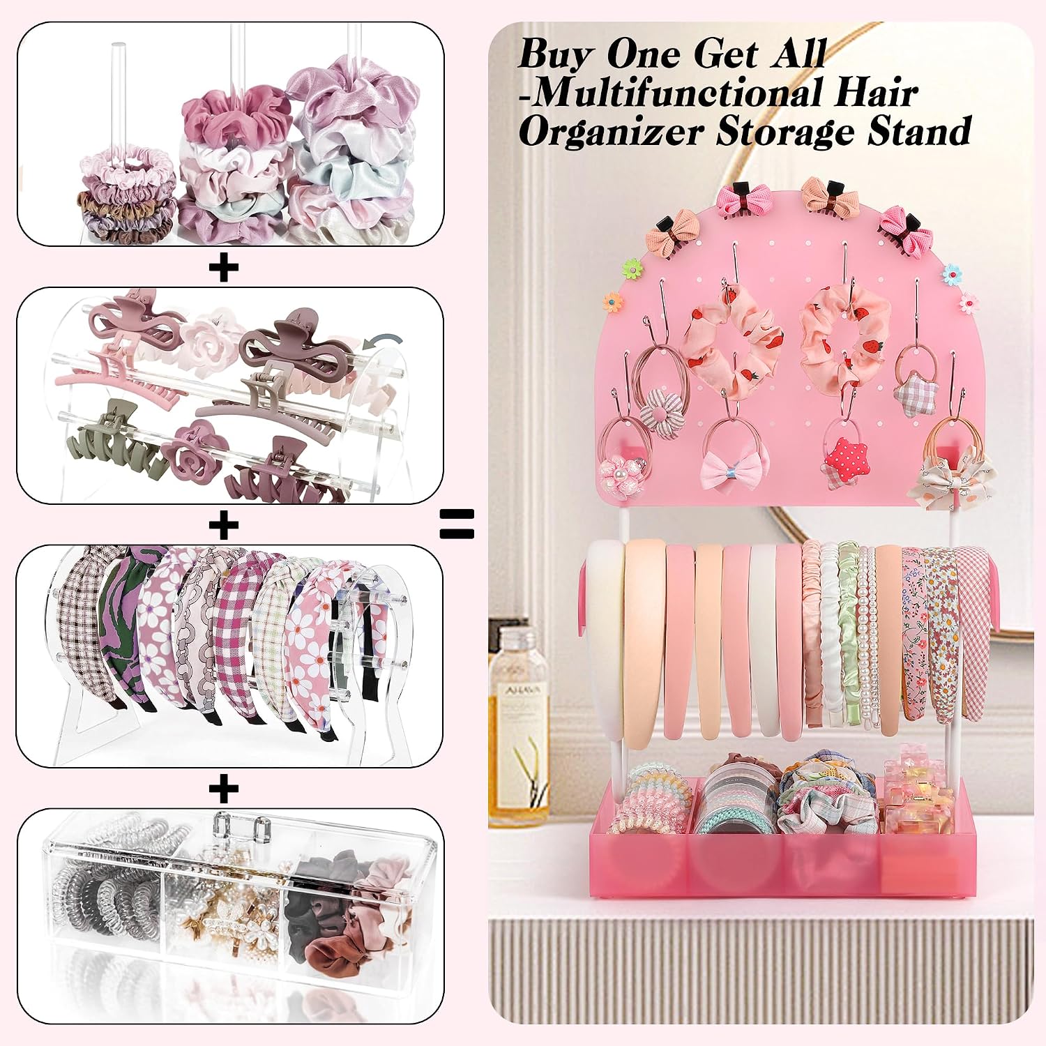 Hair Accessories Organizer,Acrylic Headband Holder Organizer,Versatile Hair Tie Holder for Girls,Baby, Women,Headband