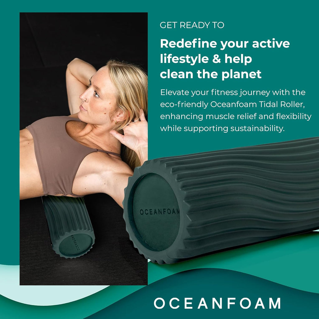 Tidal Roller - Hunter - Muscle Massage Foam Roller for Back Pain & Stretching - Firm and Ergonomic Wide Wave Textured