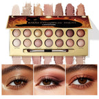 14-Color Baked Eyeshadow Palette, Matte & Shimmer, Sunset Blush