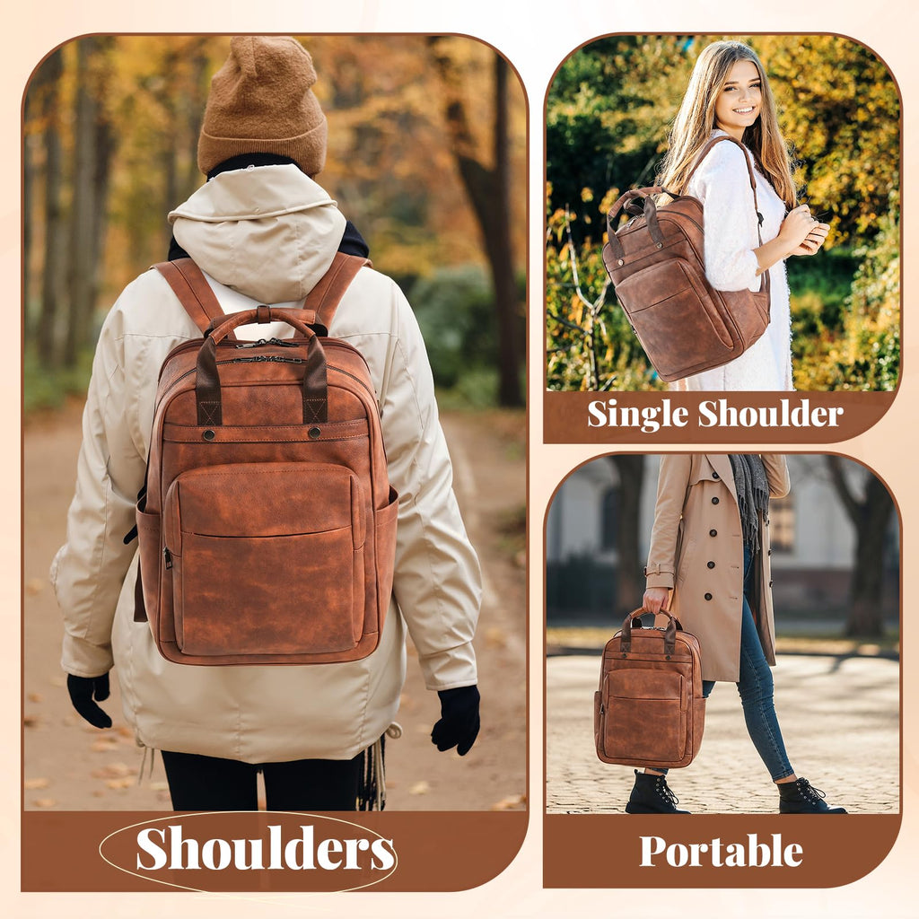 PU Leather Backpack for Women | 17 Inch Laptop Backpack