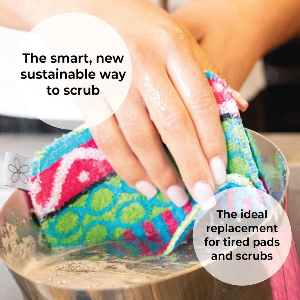 Scrub, 4-Pack Reusable, Non-Scratching Dish Scrubber for Kitchen and Household Cleaning, Planet-Friendly, Dishwasher