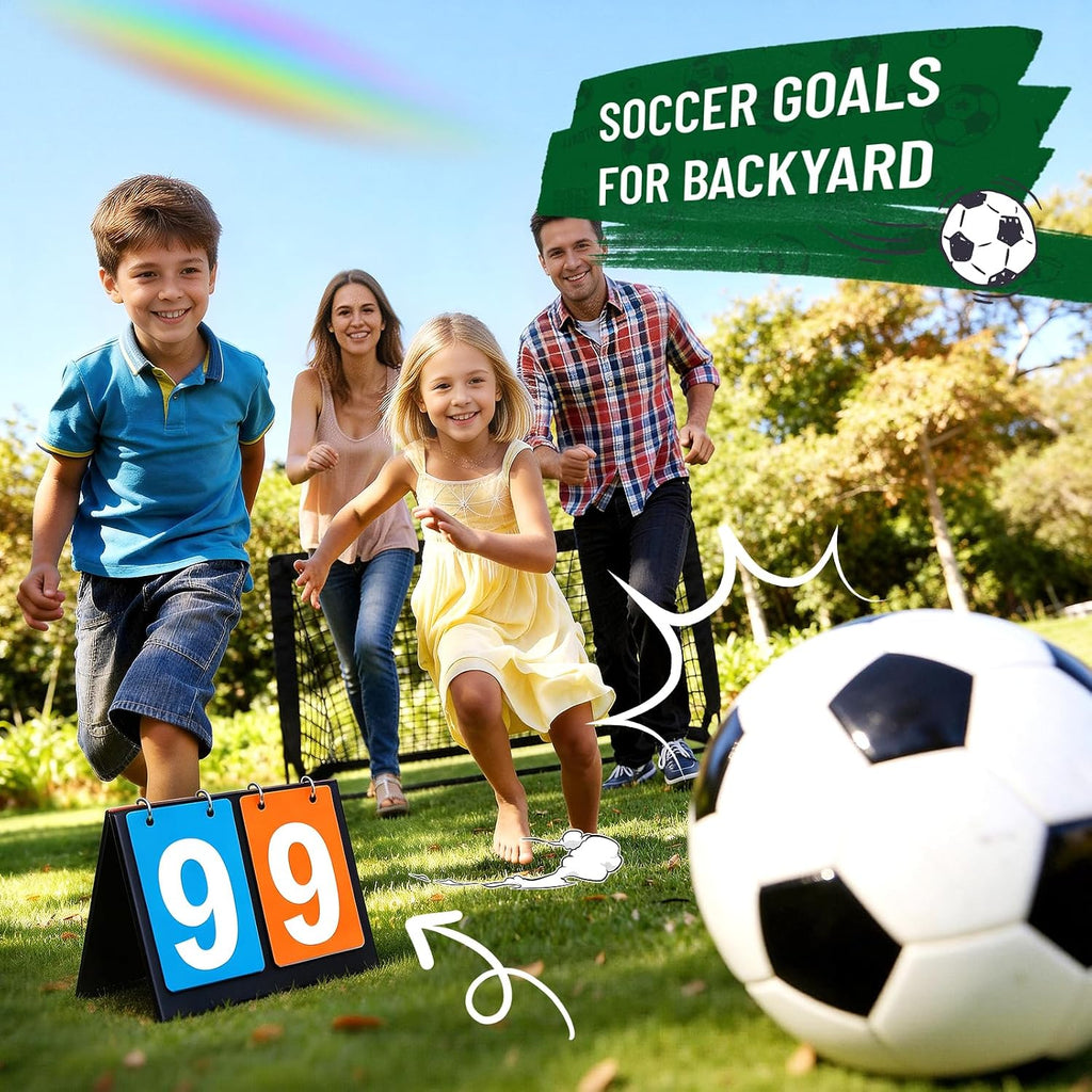 Kids Soccer Goal Set for Backyard, Portable Soccer Nets Set of 2 with Soccer Ball, Scoreboard, Agility Ladder, Cones