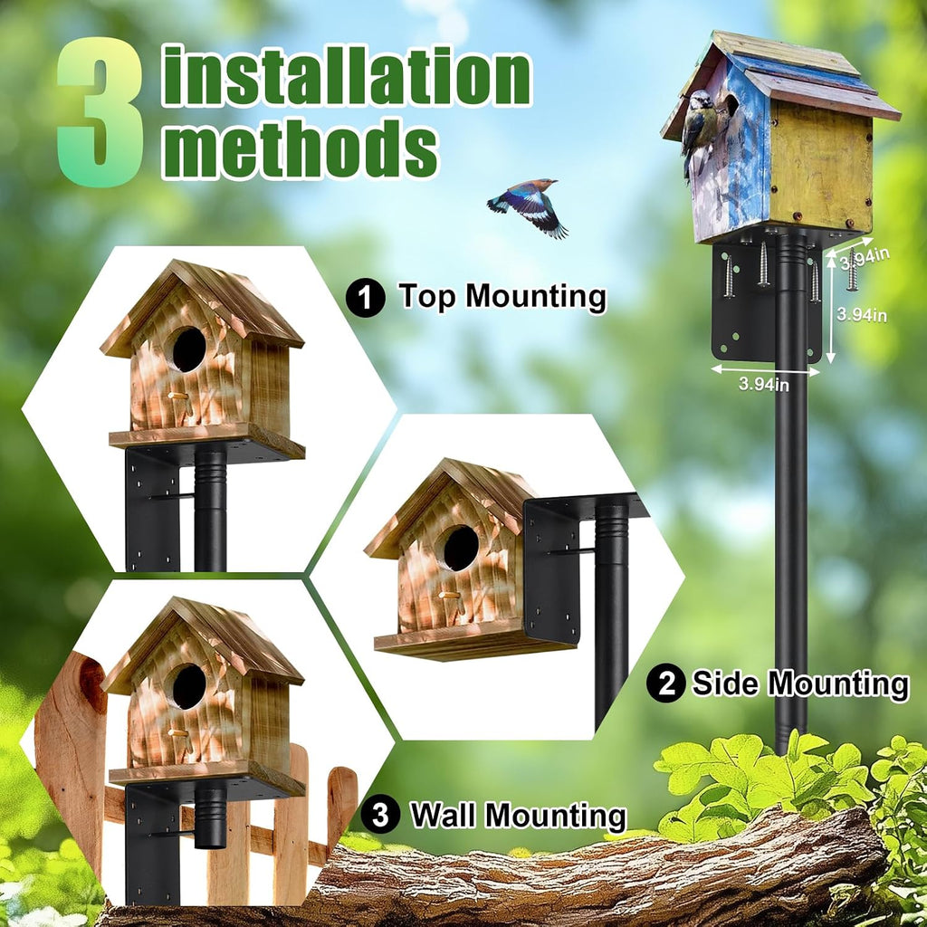 Bird Feeder Poles for Outdoors, Heavy Duty 60 Inch Birdhouse Stand Stake 1.2 Inch Diameter Metal Bird Mounting Pole