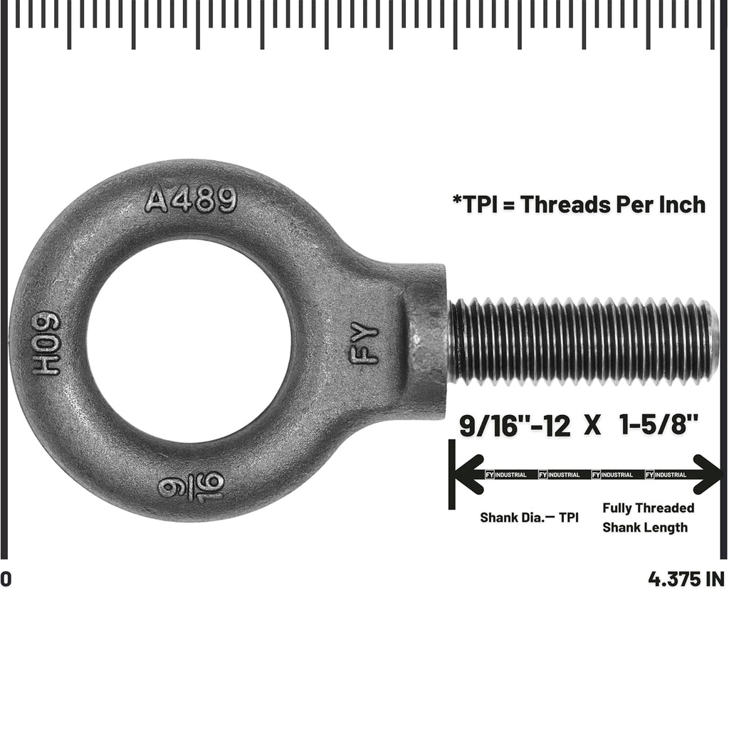 3 Pcs Lifting Shoulder Eye Bolts 9/16"-12 X 1-5/8"