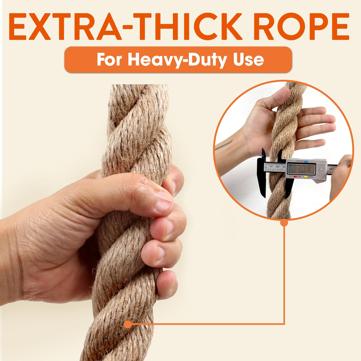 Jute Rope 1-3/16 Inch x 49 ft Extra Thick Decorative Rope