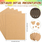 50 Pack Corrugated Cardboard Sheets, 3 mm Flat, 3.5 x 4.5 Inch, Brown