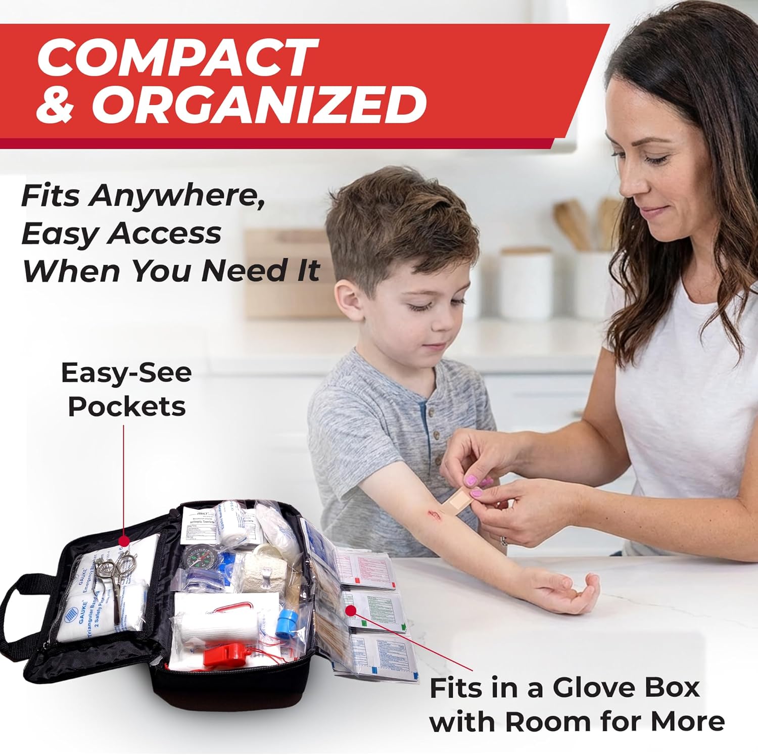 300 Piece Premium First Aid Kit w/Durable Bag for Home, Business | Office, Workplace, Car, Garage, Kitchen, Family