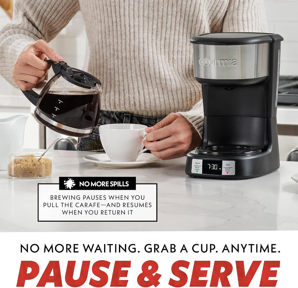 Drip Coffee Maker – 5 Cup, One-Touch Brew, Pause & Serve, Adjustable 4 Hr Keep Warm, EZ-View Water Window, Black