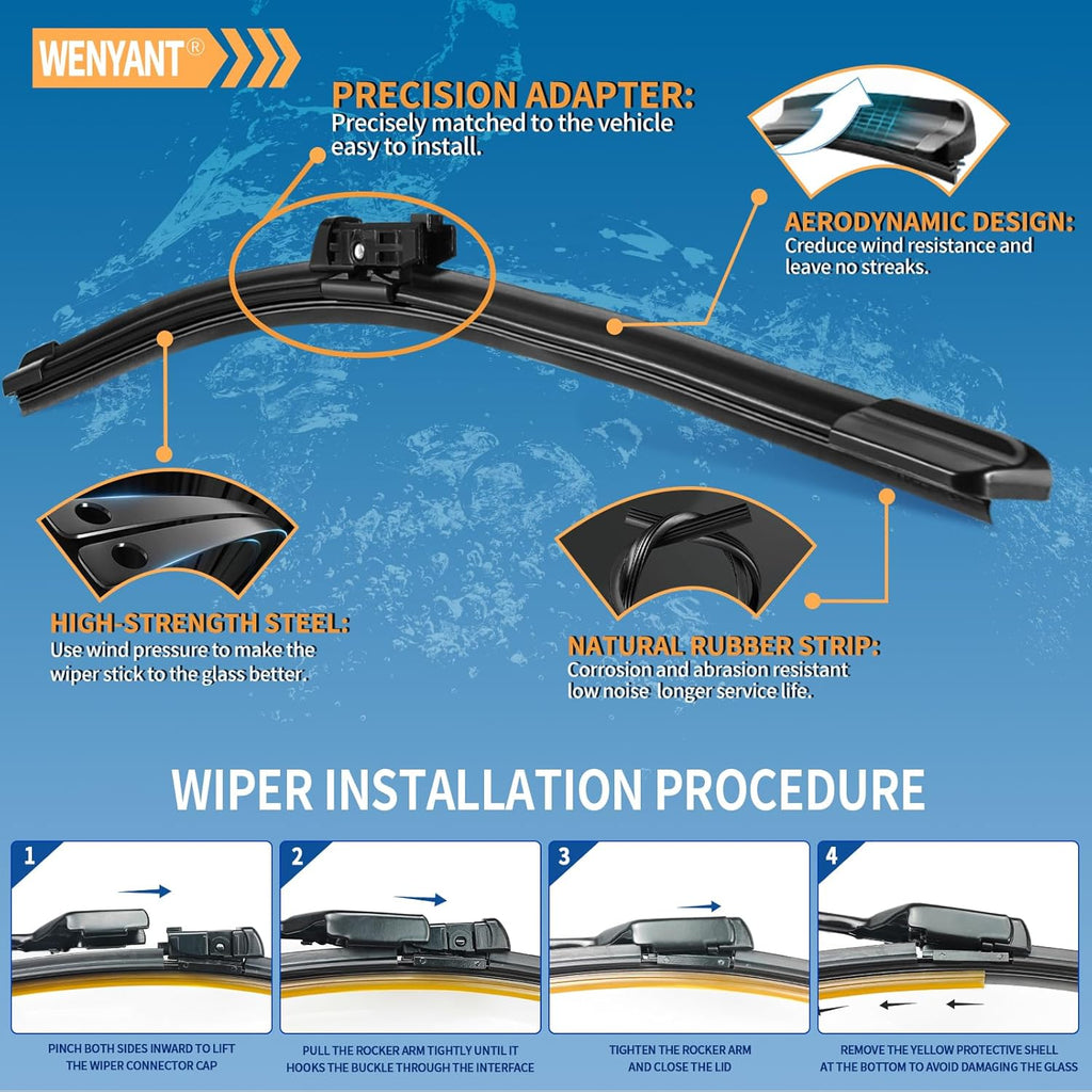 24"/21" Windshield Wipers Compatible with GMC Acadia 2007-2011 Volkswagen Tiguan 2009-2017 Front Wiper Blades for My