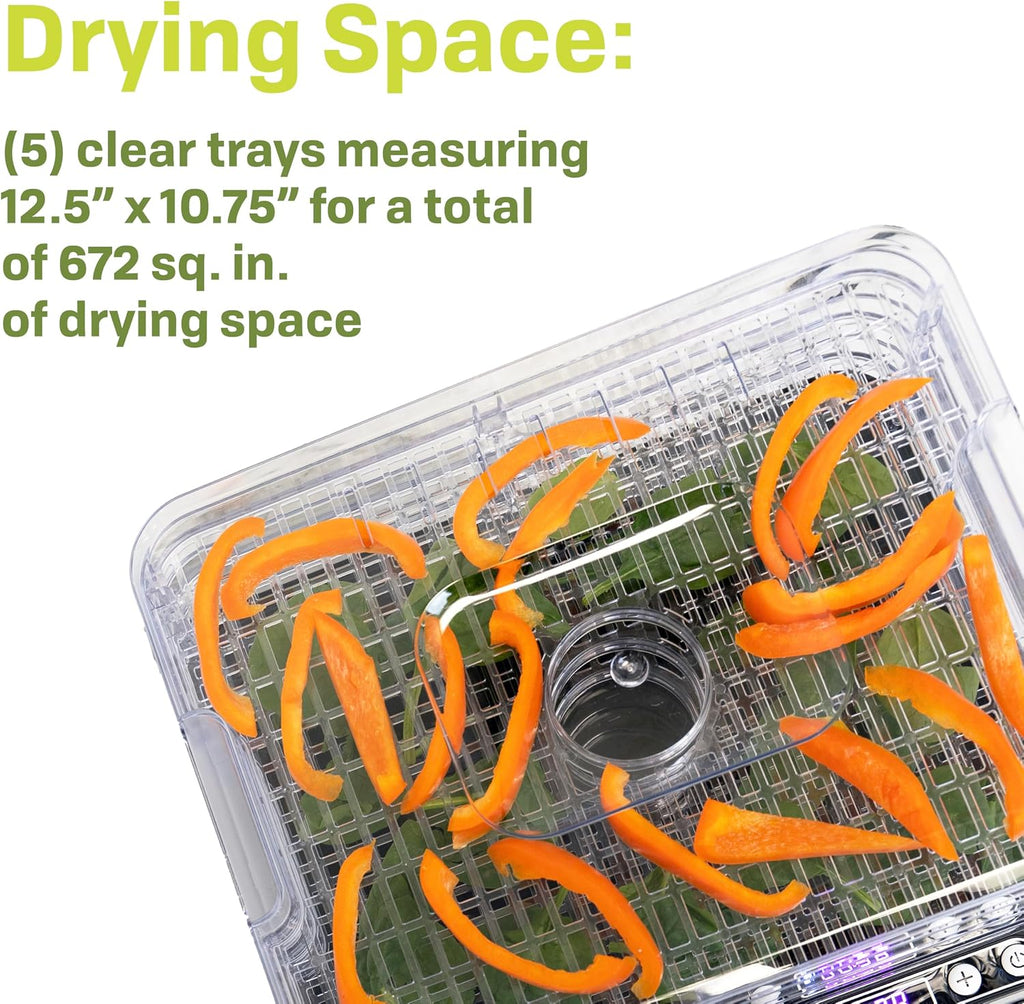 FD-5TC Snackmaster Food Dehydrator – 5 BPA-Free Trays, Adjustable Temp Control, Compact Design for Jerky, Fruit