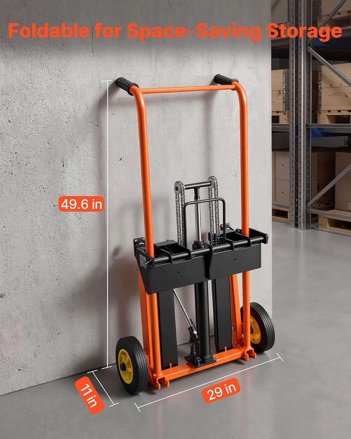 Hydraulic Material Lift Winch Stacker, 450 lbs Load Capacity, 39.4'' Max Lifting Height, Pallet Truck Dolly with Fork