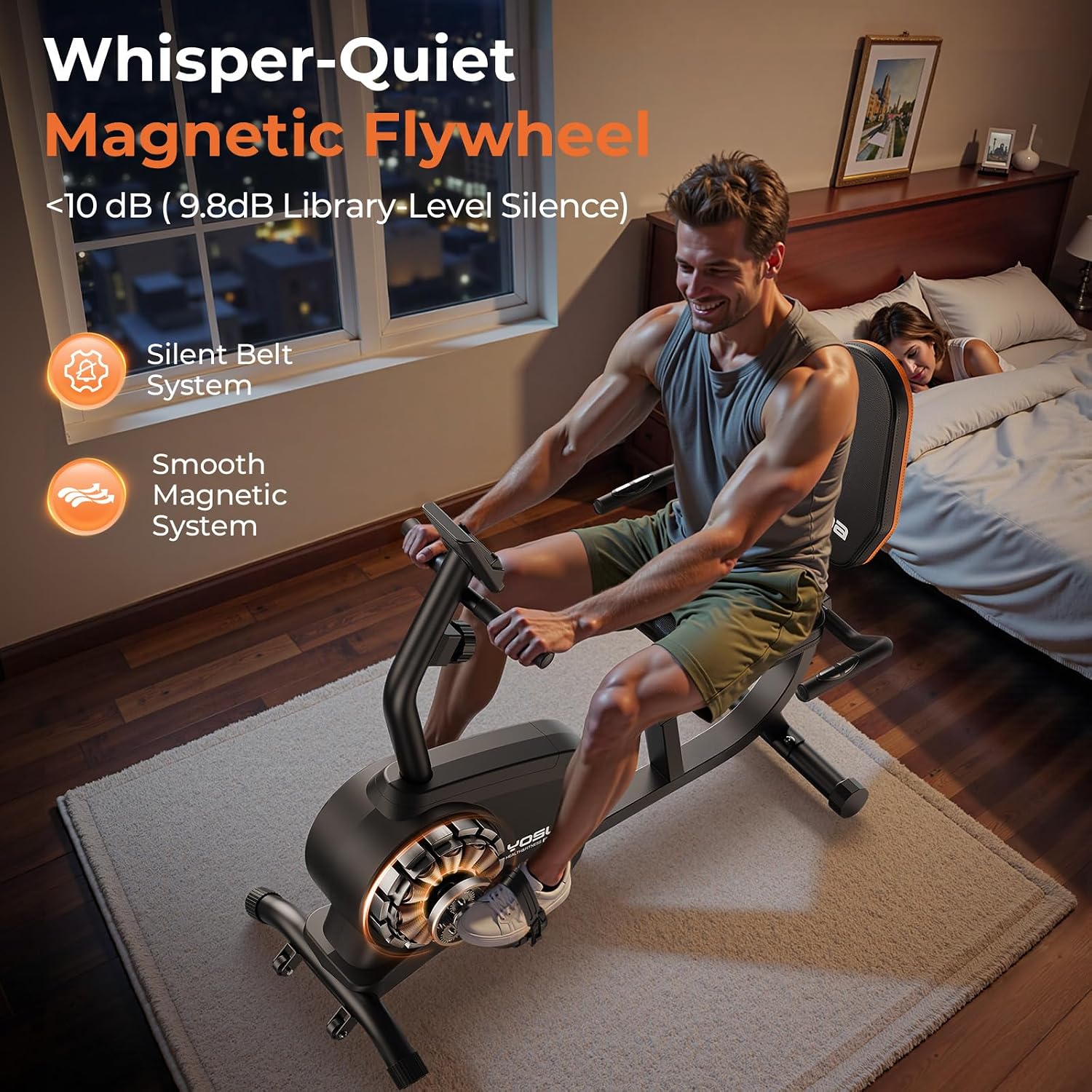Recumbent Exercise Bike for Home，Magnetic Staionary Bike for Seniors | Quiet Recumbent Bikes with Adjustable Seat