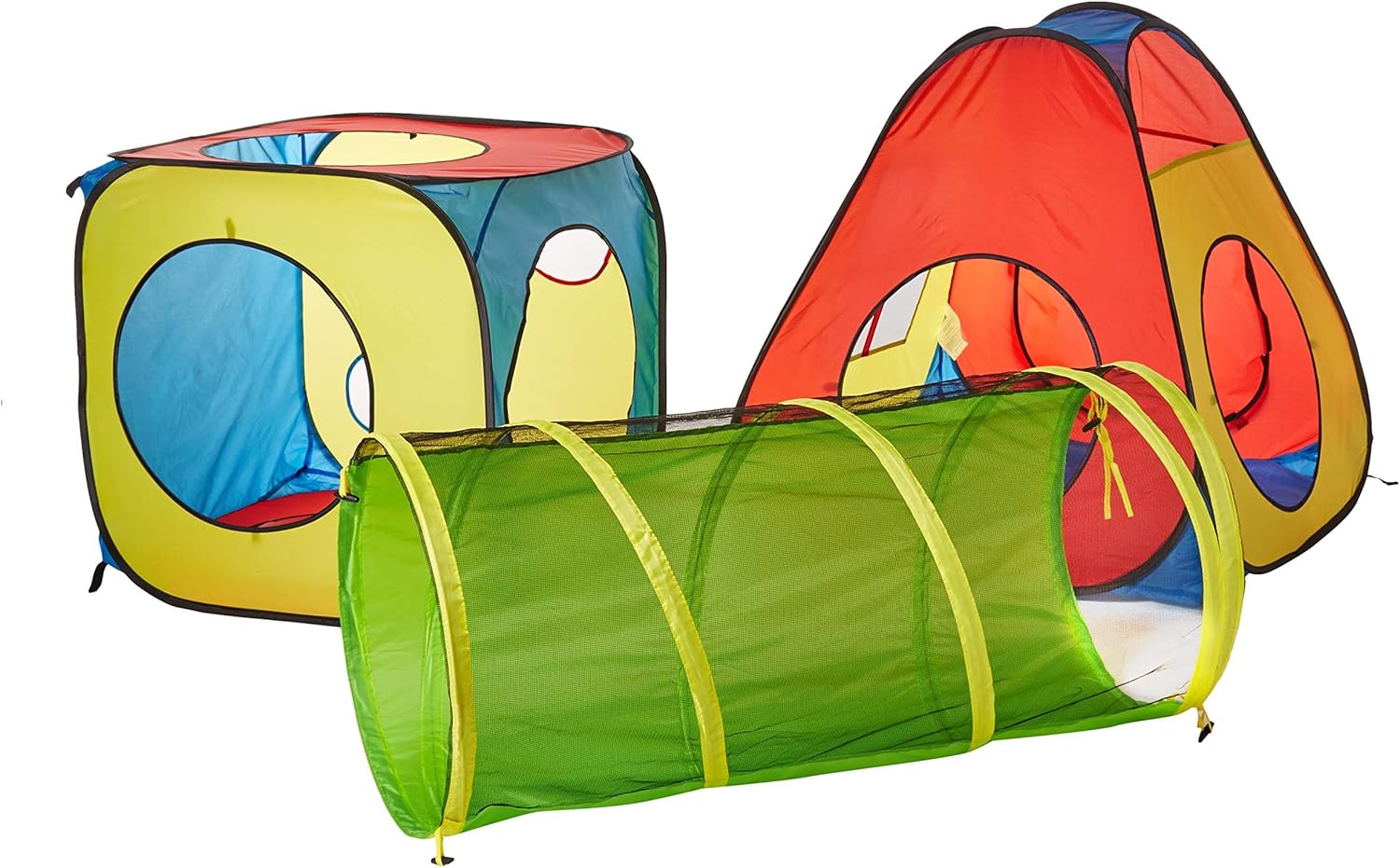 8 in 1 Pop Up Kids Play Tent with 4 Tunnel, Indoor/Outdoor Playhouse | Baby Tunnel, Tunnel Toys for Toddlers 1-3