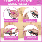 Pink Box Cutter Retractable Utility Knife - Heavy Duty Box Cutter Knife Cardboard Cutter - Box Opener Razor Blades