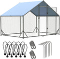 Outdoor Metal Chicken Coop Large Walk-in Poultry Cage Spire-Shaped Chicken Run with Waterproof and Anti-Ultraviolet