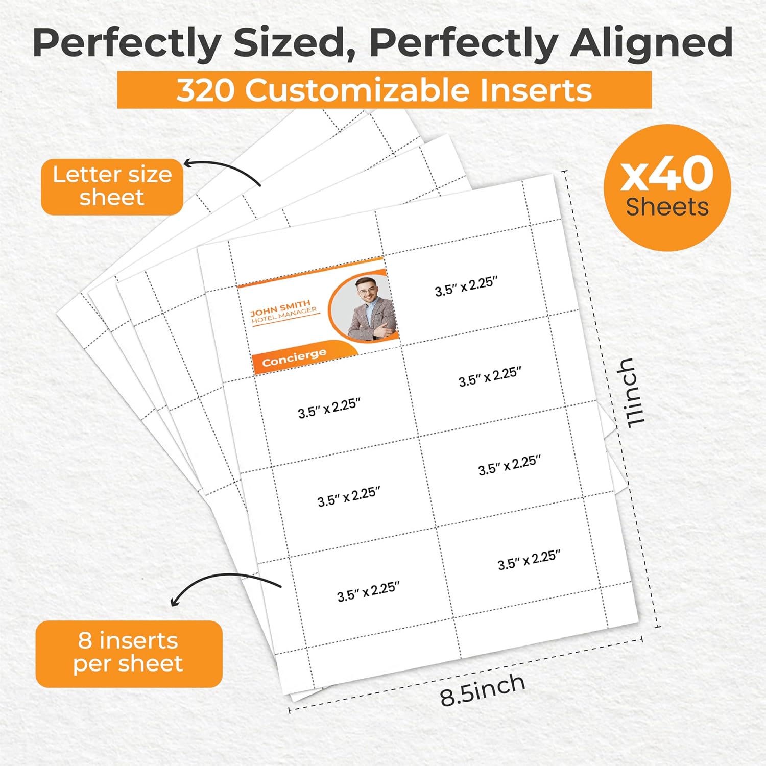 Customizable Name Badge Inserts 3.5x2.25 inch (320 Cardstock Refills) White Printable Name Tag Inserts 2.25x3.5 inch