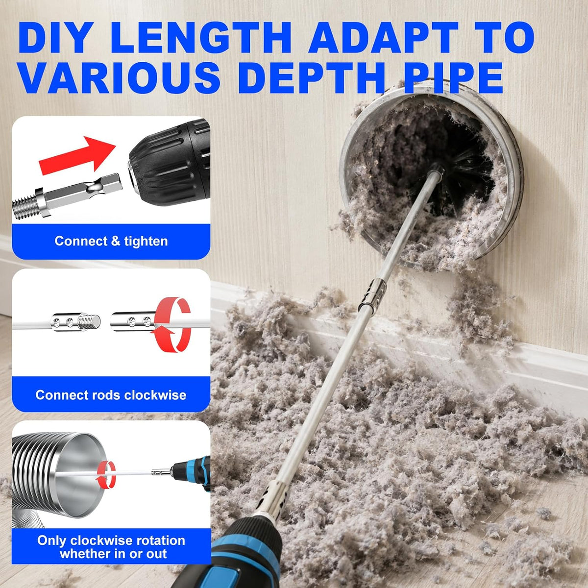 42 Feet Dryer Vent Cleaner Kit, Flexible Cleaning Tools