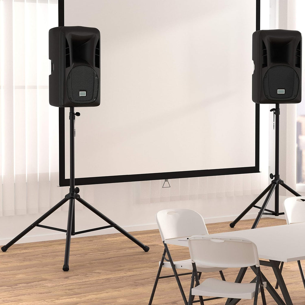 Adjustable Height Tripod Speaker Stand, Sturdy Steel, Holds up to 99.2 lbs, 52" to 73", Black