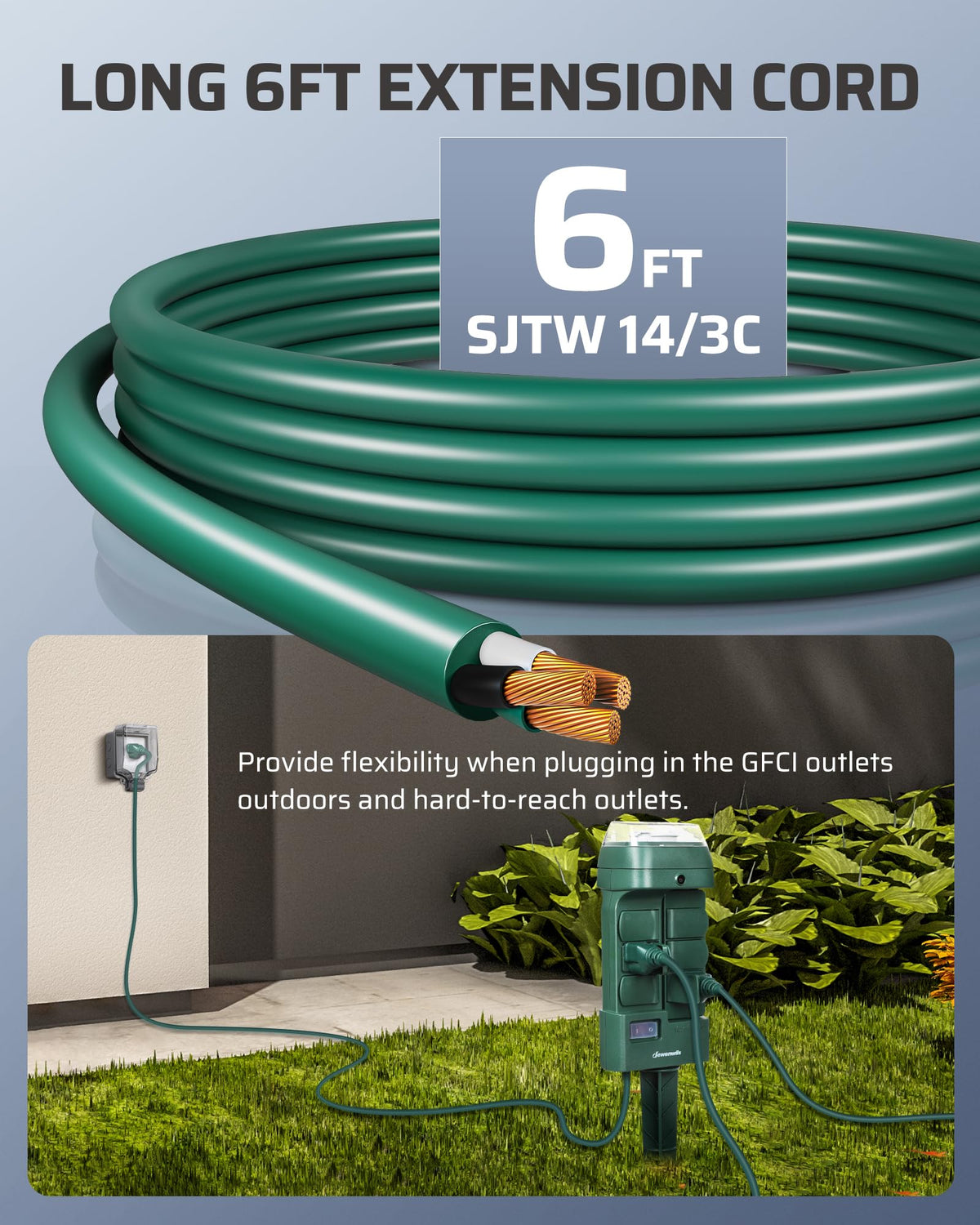 Outdoor Power Stake Timer, Mechanical Strip Timer with 6ft Cord