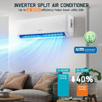 2 Zone Mini Split AC/Heating System, 12K+12K BTU 25 SEER2
