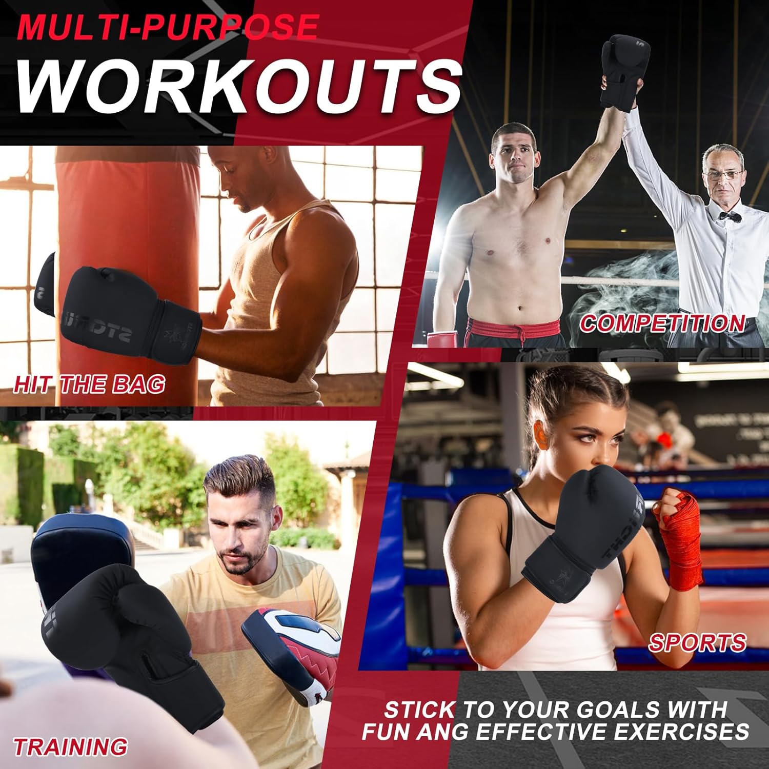 Boxing Gloves for Men Women, Sparring Training Punching MMA Kickboxing Boxing Gloves, Heavy Bag Workout Gloves for